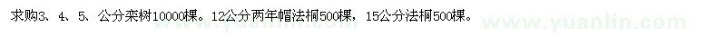 求购3、4、5、公分栾树、12、15公分法桐