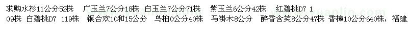 求购水杉、广玉兰、紫玉兰、红碧桃等