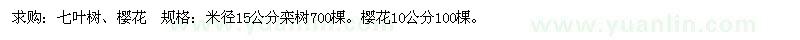 求购15公分七叶树