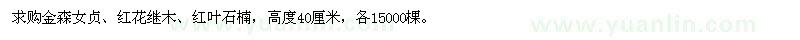 求购金森女贞、红花继木、红叶石楠