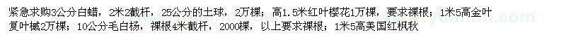 求购白蜡、红叶樱花、金叶复叶槭