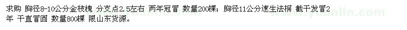 求购胸径8-10公分金枝槐、胸径11公分速生法桐