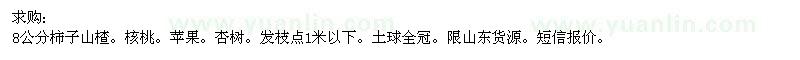 求购8公分柿子、山楂、核桃