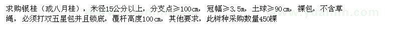 求购米径15公分以上银桂