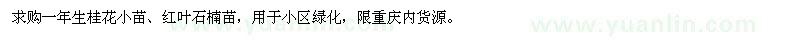 求购桂花小苗、红叶石楠苗