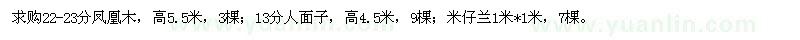 求购凤凰木、人面子、米仔兰