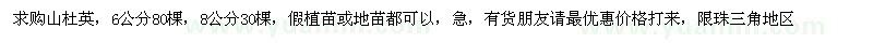 求购6、8公分山杜英