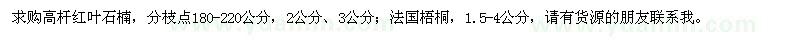 求购高杆红叶石楠、法国梧桐