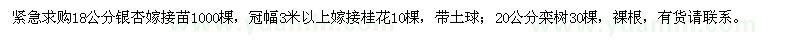 求购银杏、桂花、栾树