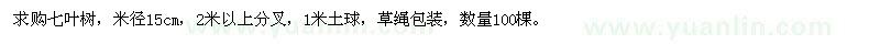 求购米径15公分七叶树