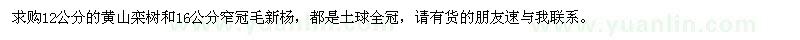 求购12公分黄山栾树、16公分毛新杨