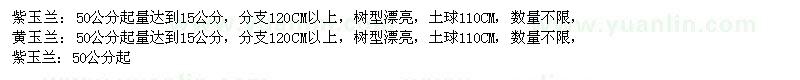 求购紫玉兰、黄玉兰、红梅