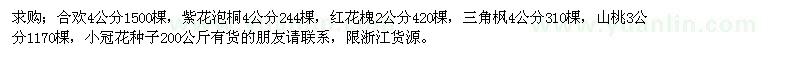 求购合欢、紫花泡桐、红花槐等