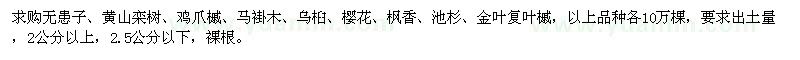 求购无患子、黄山栾树、鸡爪槭、马褂木等苗木