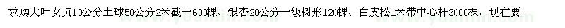 求购大叶女贞、银杏、白皮松