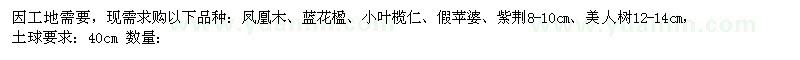 求购凤凰木、蓝花楹、小叶榄仁