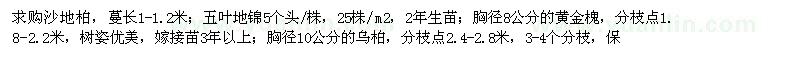 求购沙地柏、五叶地锦、黄金槐