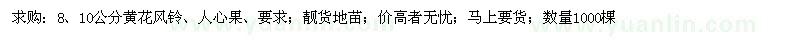 求购8、10公分黄花风铃、人心果