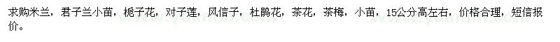 求购米兰、君子兰、栀子花等