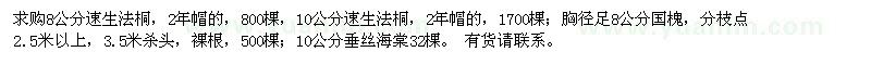 求购速生法桐、国槐、垂丝海棠