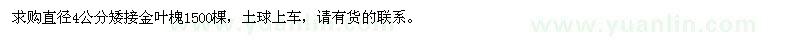 求购直径4公分矮接金叶槐