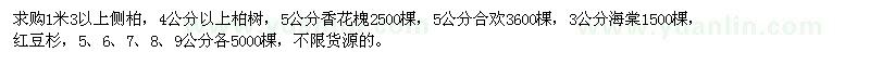 求购侧柏、柏树、香花槐等