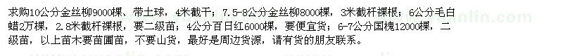 求购金丝柳、毛白蜡、百日红、国槐