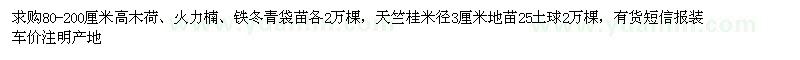 求购高木荷、火力楠、铁冬青、天竺桂