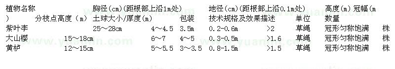 求购紫叶李、大山樱、黄栌