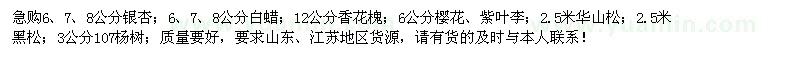 求购银杏、白蜡、香花槐、樱花等苗木