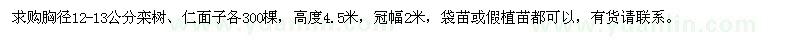 求购胸径12-13公分栾树、仁面子各300棵