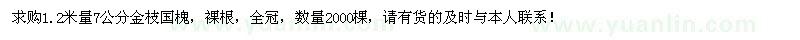 求购1.2米量7公分金枝国槐2000棵