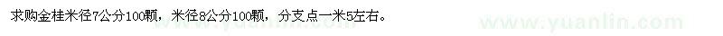 求购金桂米径7公分，米径8公分