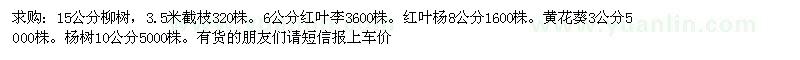 求购柳树、红叶李、红叶杨