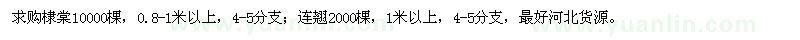 求购棣棠10000棵,连翘2000棵