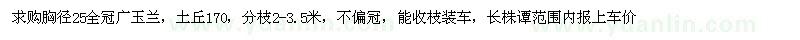 求购胸径25全冠广玉兰