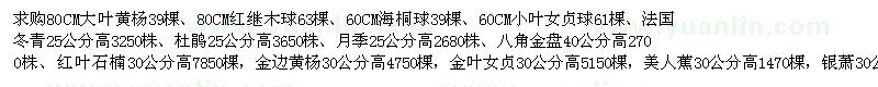 求购大叶黄杨、红继木球、小叶女贞球、红叶石楠、金边黄杨等多种工程色块苗木及球类