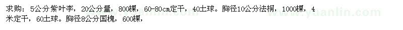 求购紫叶李、法桐、国槐