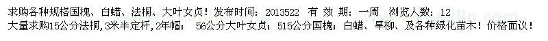 求购各种规格国槐、白蜡、法桐、大叶女贞！