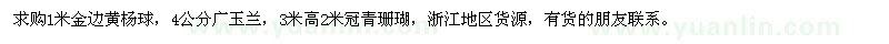 求购黄杨球、广玉兰、青珊瑚