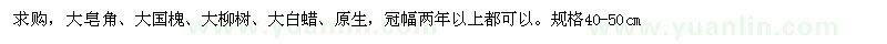 求购大皂角、大国槐、大柳树、大白蜡