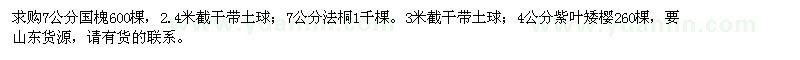 求购国槐、法桐、紫叶矮樱