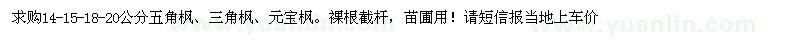 求购野生大规格元宝枫、五角枫、三角枫