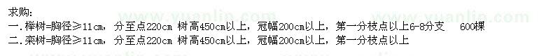 求购榉树、栾树