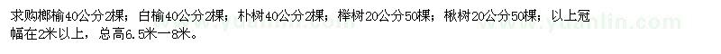 求购榔榆、白榆、朴树、榉树、楸树