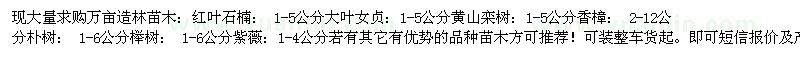 求购红叶石楠 大叶女贞 黄山栾树 香樟 朴树 榉树 紫薇 