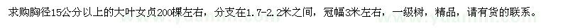 求购胸径15公分以上的大叶女贞