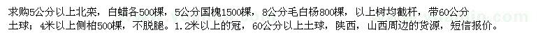 求购北栾、白蜡、国槐、毛白杨、侧柏