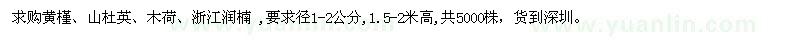 求购黄槿、山杜英、木荷、浙江润楠