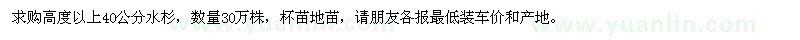 求购高度以上40公分水杉